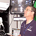 This is an image of Obie Young at the camera in studio B of the Lakeland aviation safety facility.